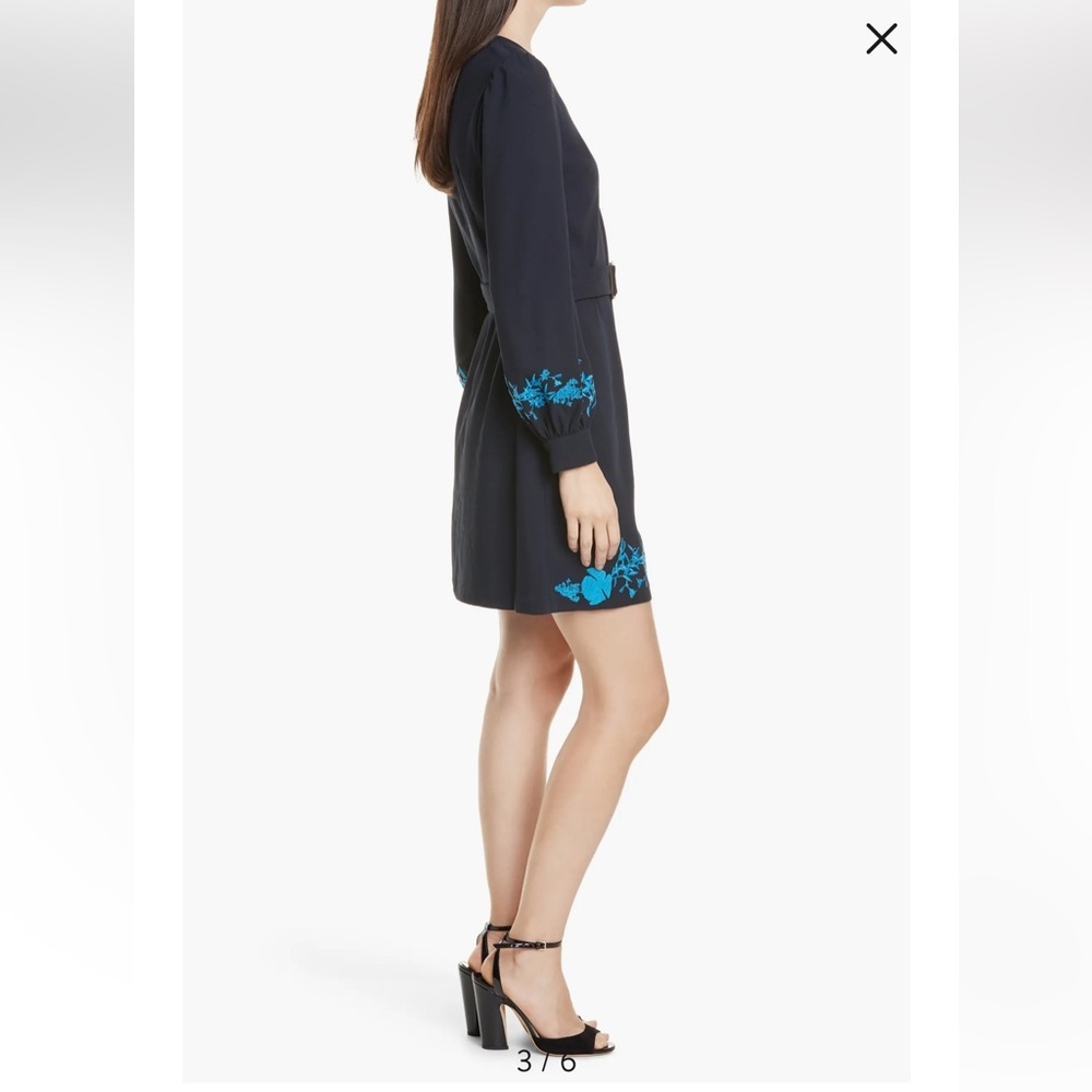 Ted Baker Zephyra Bluebell Embroidered Long Sleeve mini dress size 2 - Picture 13 of 16